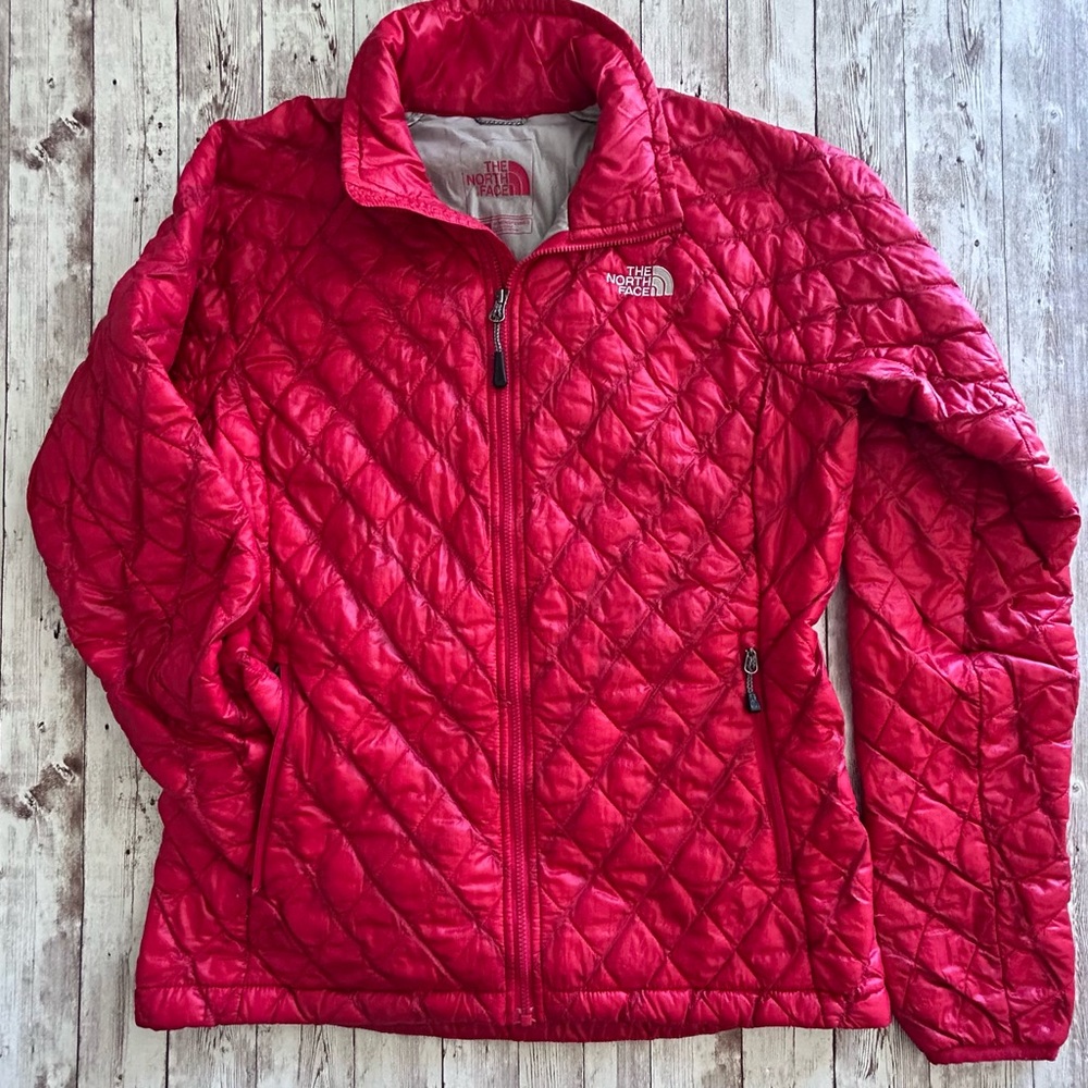 The North Face Jacket Womens Small Red ThermoBall Quilted Full Zip Packable